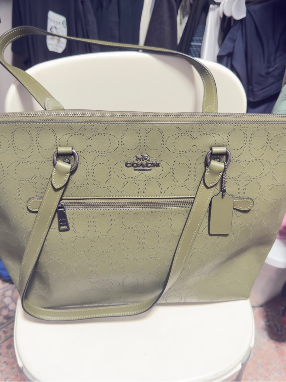 Coach Kelp color Signature Gallery Tote NWT